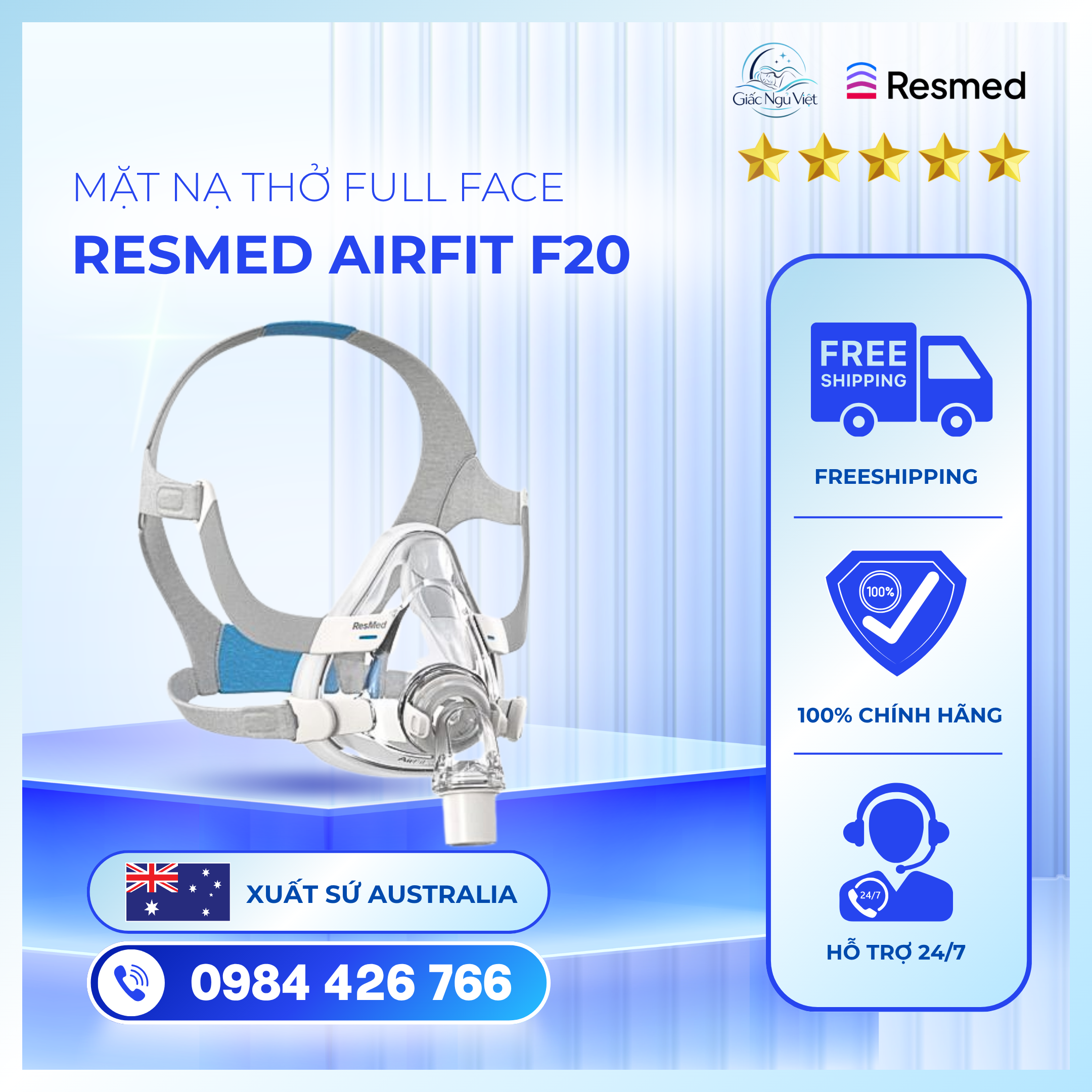 Mặt Nạ Thở ResMed AirFit F20 (Full Face Mask)